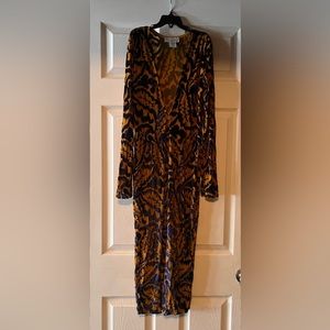 Size medium, sheer midi dress, velvet feel